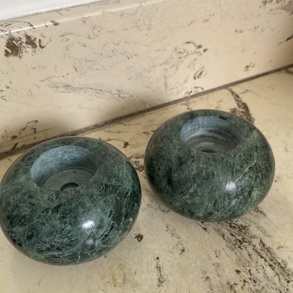 2 marble green votive holders heavy - Picture 4 of 5